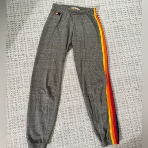 Aviator nation sweatpants, grey with rainbow detail, size small